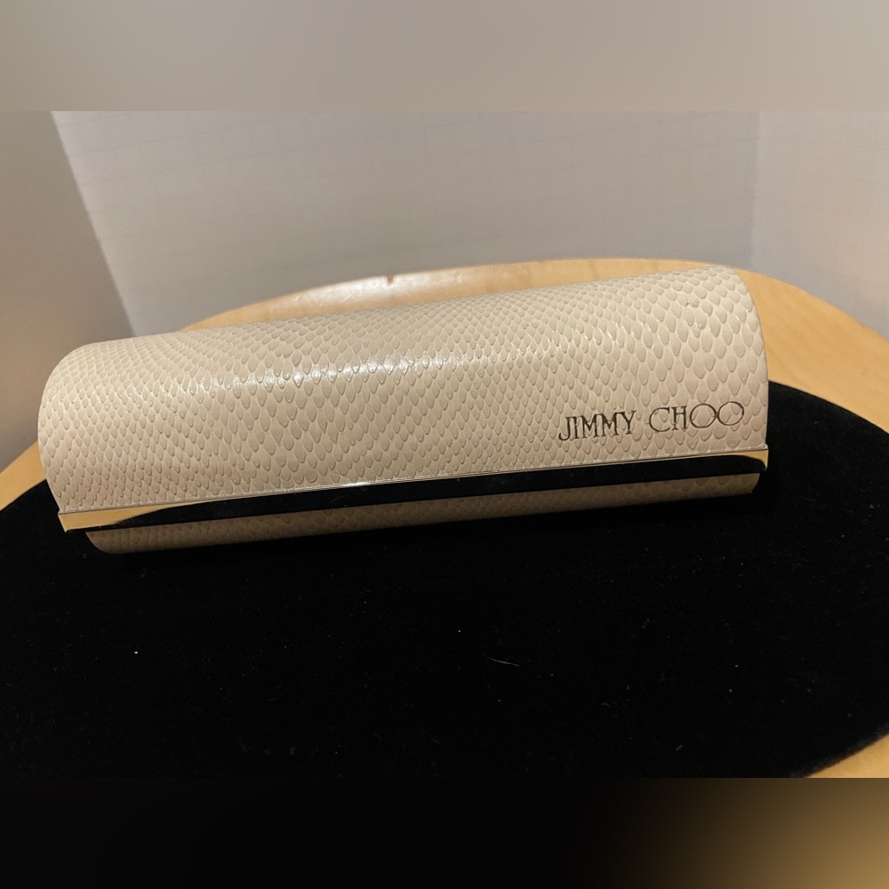 Jimmy Choo Cream Snakeskin Glasses Case
